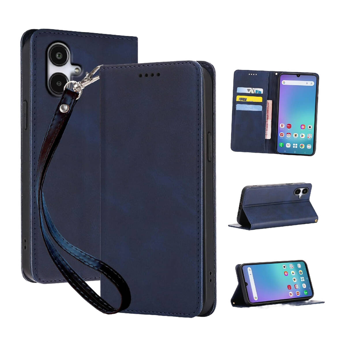 Galaxy A25 5G ケース 手帳型 SC-53F SCG33 PUレザー TPU 耐衝撃 カード収納 マグネット スタンド機能付 ブルー ay298拍卖