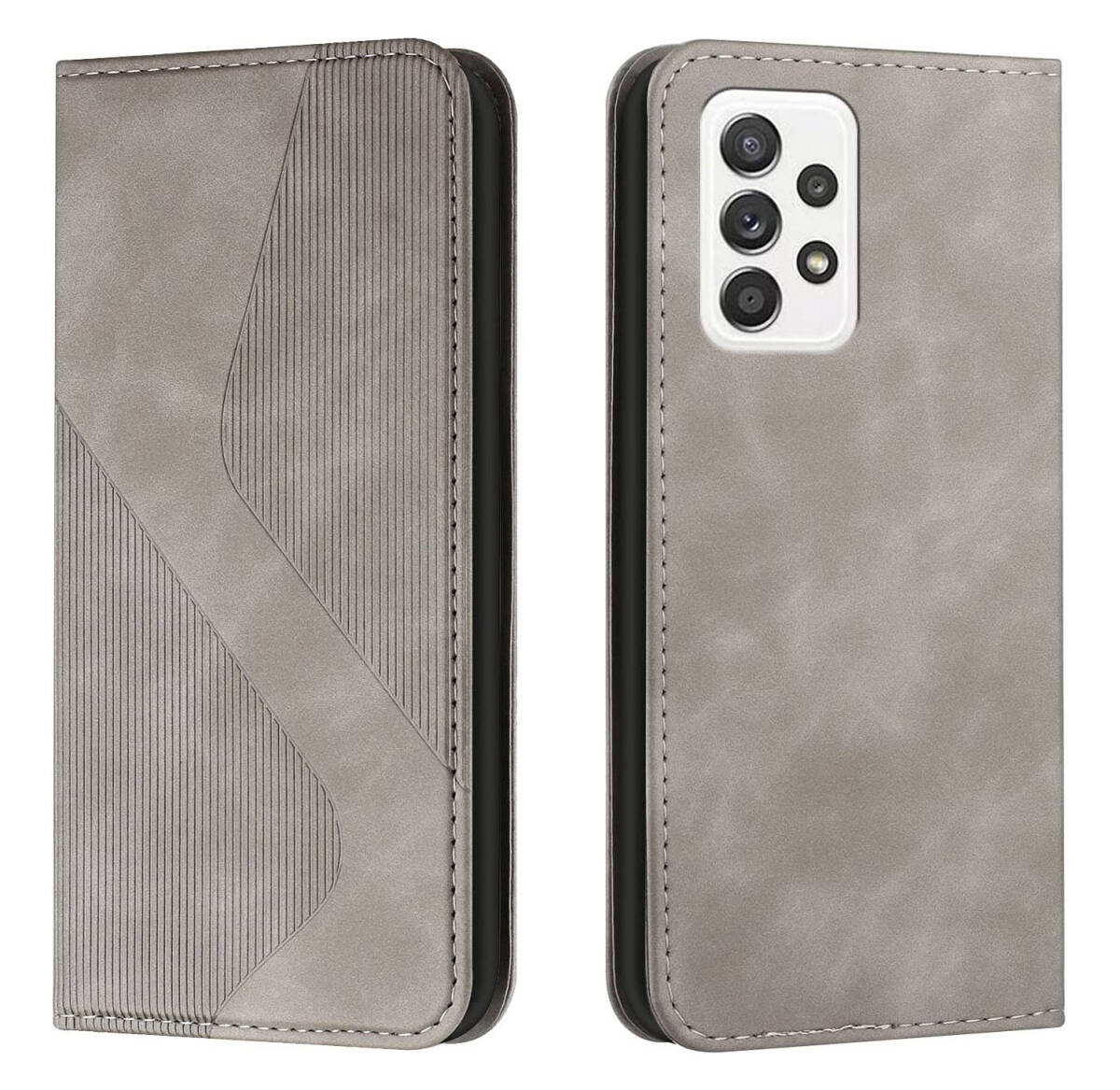 Galaxy A53 5Gケース 手帳型(SC-53C/SCG15) スタンド機能 カードポケット収納 耐衝撃 フェイクレザー グレー ay655拍卖