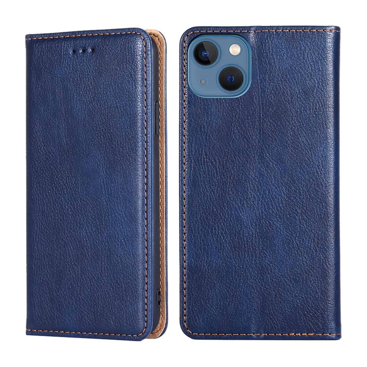 iPhone13ケース 手帳型 レザー 耐衝撃 軽量 着脱しやすい 放熱性 マグネット式 カード収納 スタンド機能 ダークブルー ay597拍卖