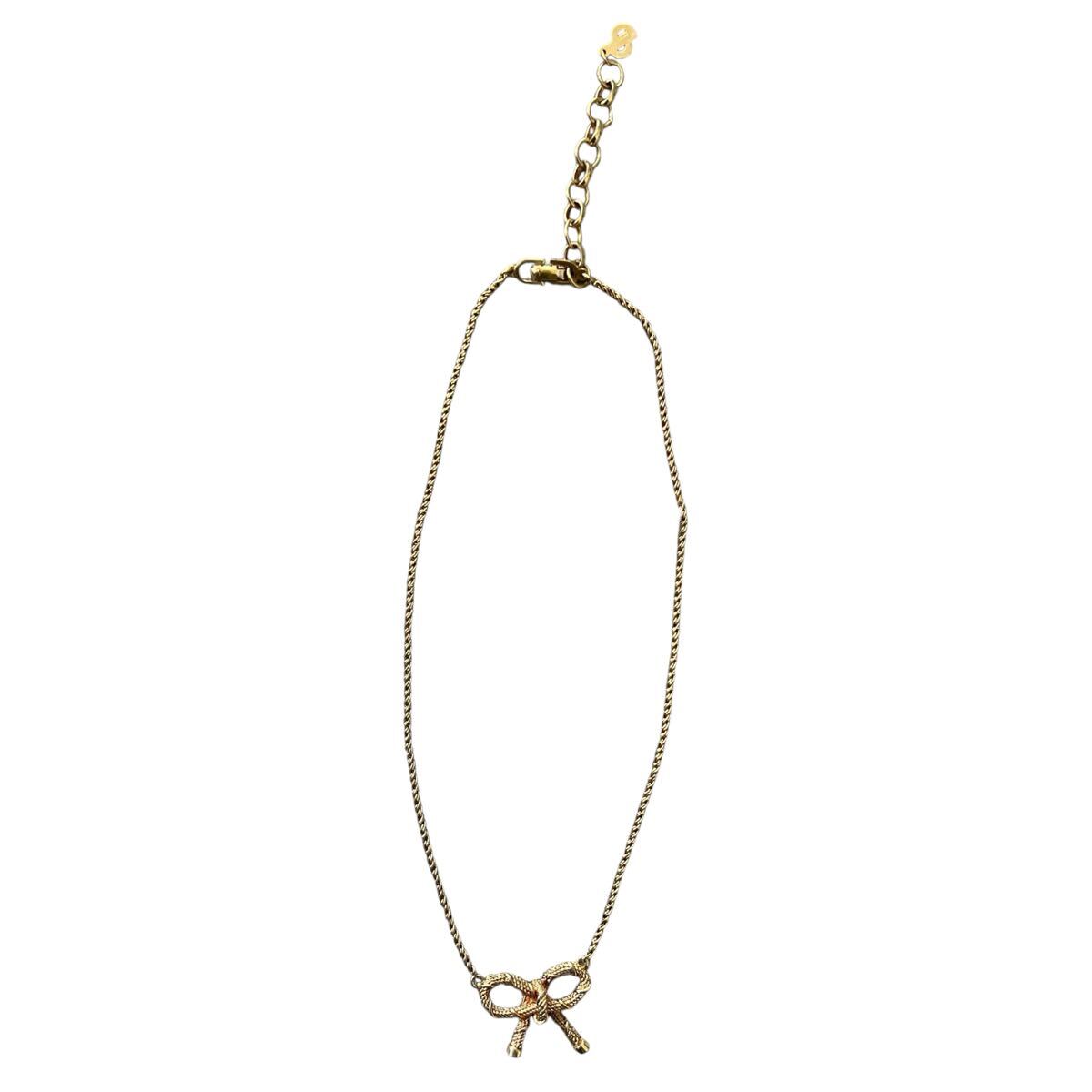 クリスチャン・ディオール ヴィンテージ リボンモチーフ ネックレス Christian Dior Vintage Ribbon Gold Necklace ゴールド アクセサリー拍卖