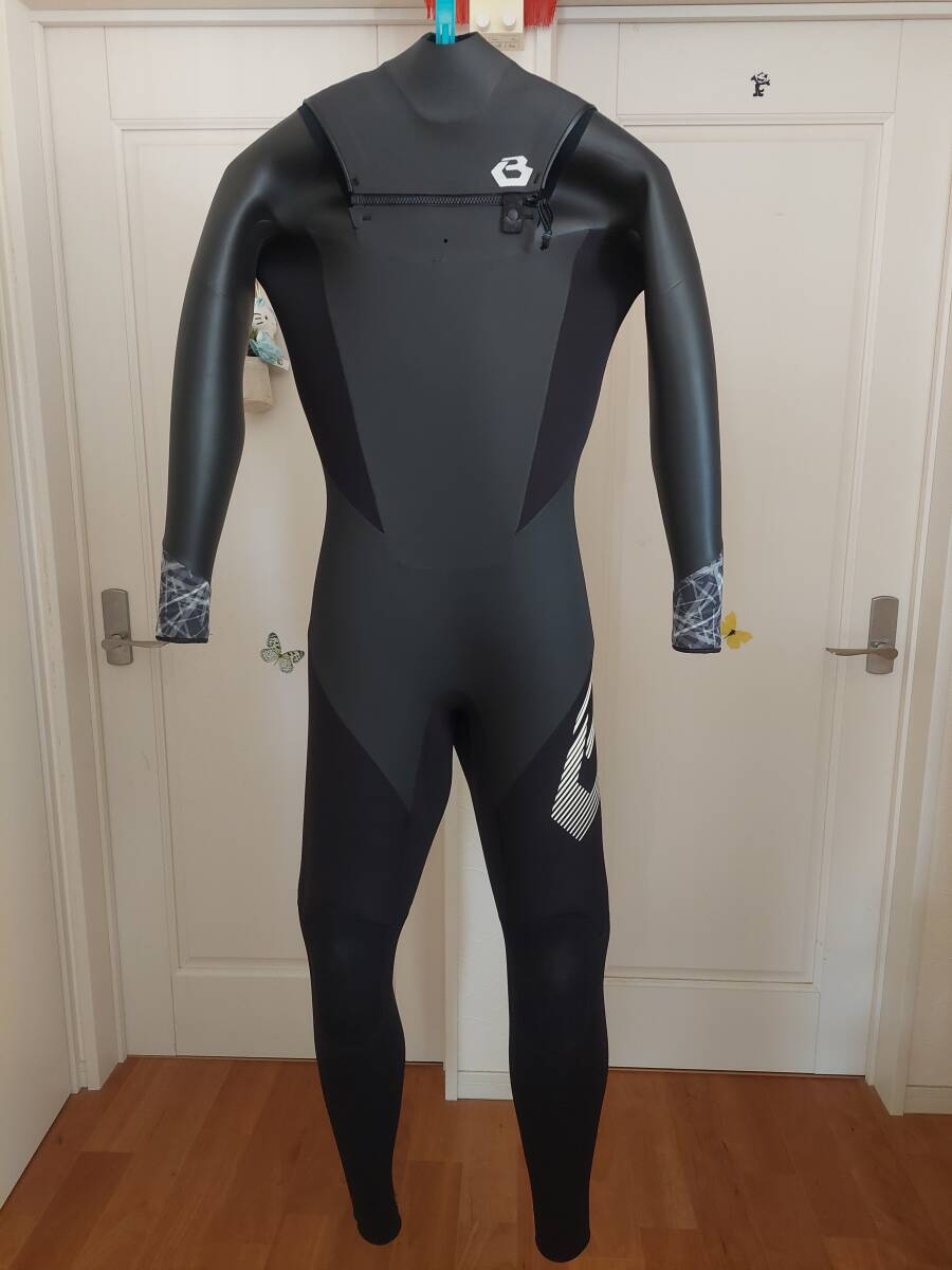送料無料 美品 ビーウェット BEWET bewet ラバースキン 冬用 セミドライ フルスーツ 裏起毛 メンズ BLサイズ 5mm3mm 中古ウェットスーツ拍卖