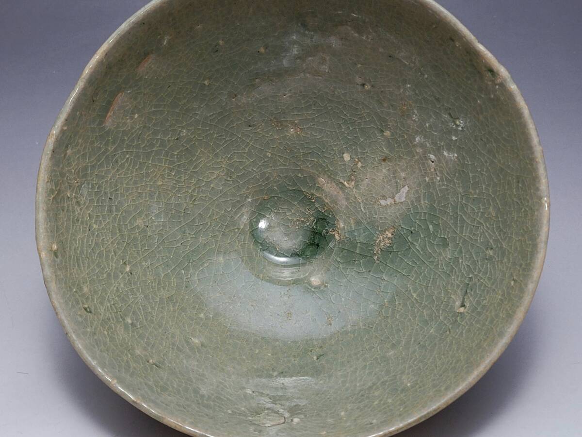 ● 幅 約 16.8cm 釉薬の光沢に優れ 翡色の釉薬が美しい 高麗時代 翡色青磁 碗 菓子器・高麗李朝時代 茶碗 煎茶道具 茶道具 茶器 唐物 ●拍卖