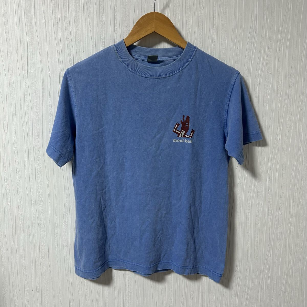 mont-bell モンベル 半袖tシャツ ユーズド加工 メンズ サイズXS クルーネック 丸首 tシャツ 青系 a1210拍卖
