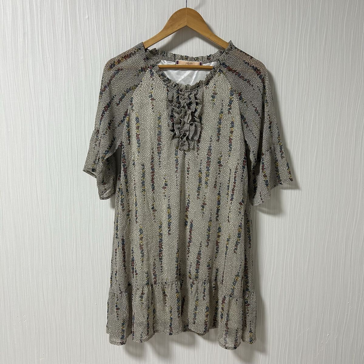 pink adobe ピンクアドベ ワンピース レディース サイズM 半袖ワンピース フリル 花柄 水玉柄 a1225拍卖