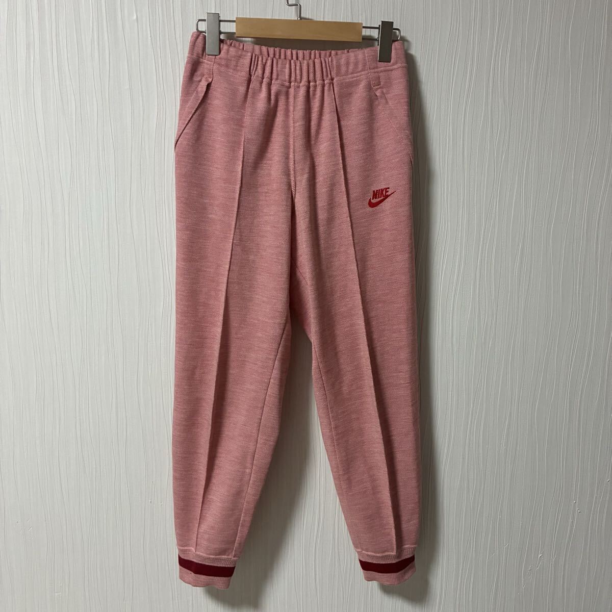 80s NIKE ナイキ ジャージパンツ トラックパンツ 紺タグ メンズ 赤系 サイズL スポーツ ボトムス a1235拍卖