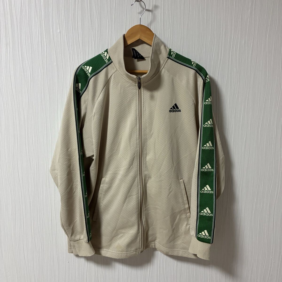 adidas アディダス トラックジャケット メンズ サイズL ベージュ系 ジャージ ジャケット スポーツ a1264拍卖