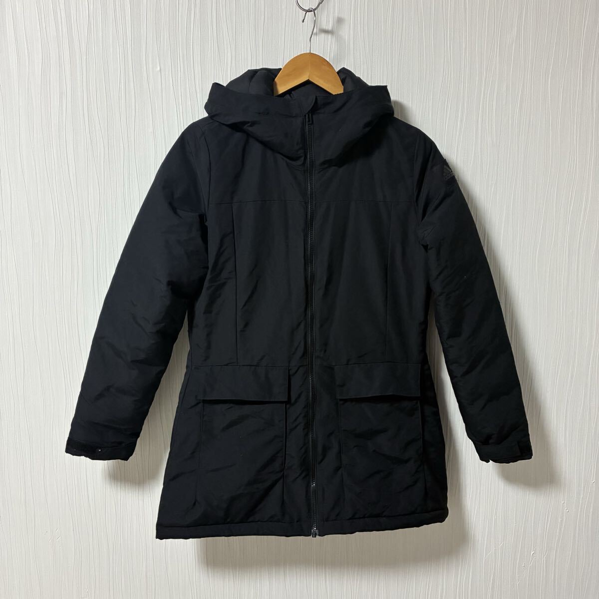 adidas アディダス 中綿コート レディース サイズL ブラック 防寒アウター 防寒コート ナイロンジャケット a1267拍卖