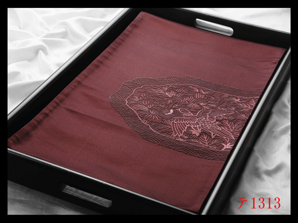 蔵【テ1313】西陣逸品 相良刺繍 花鳥古典紋 蘇芳色 正絹太鼓柄高級美術袋帯 新品同様 ◇検◇簪着物名古屋帯和装小物帯締め拍卖