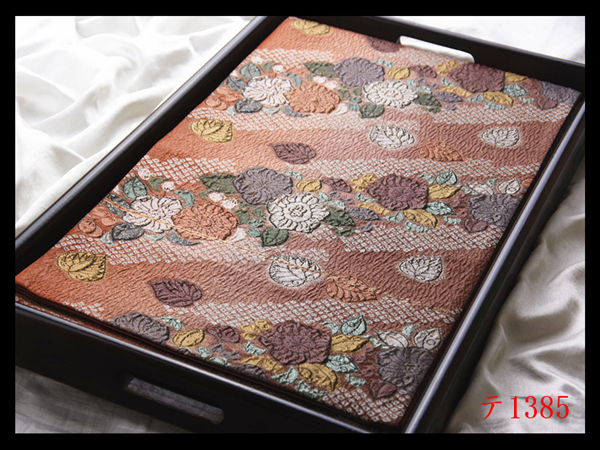 蔵【テ1385】西陣逸品 ふくれ織 辻ヶ花紋 真赭色地 気品豊かに 正絹純金糸六通高級美術袋帯 ◇検◇簪着物名古屋帯和装小物帯締め拍卖