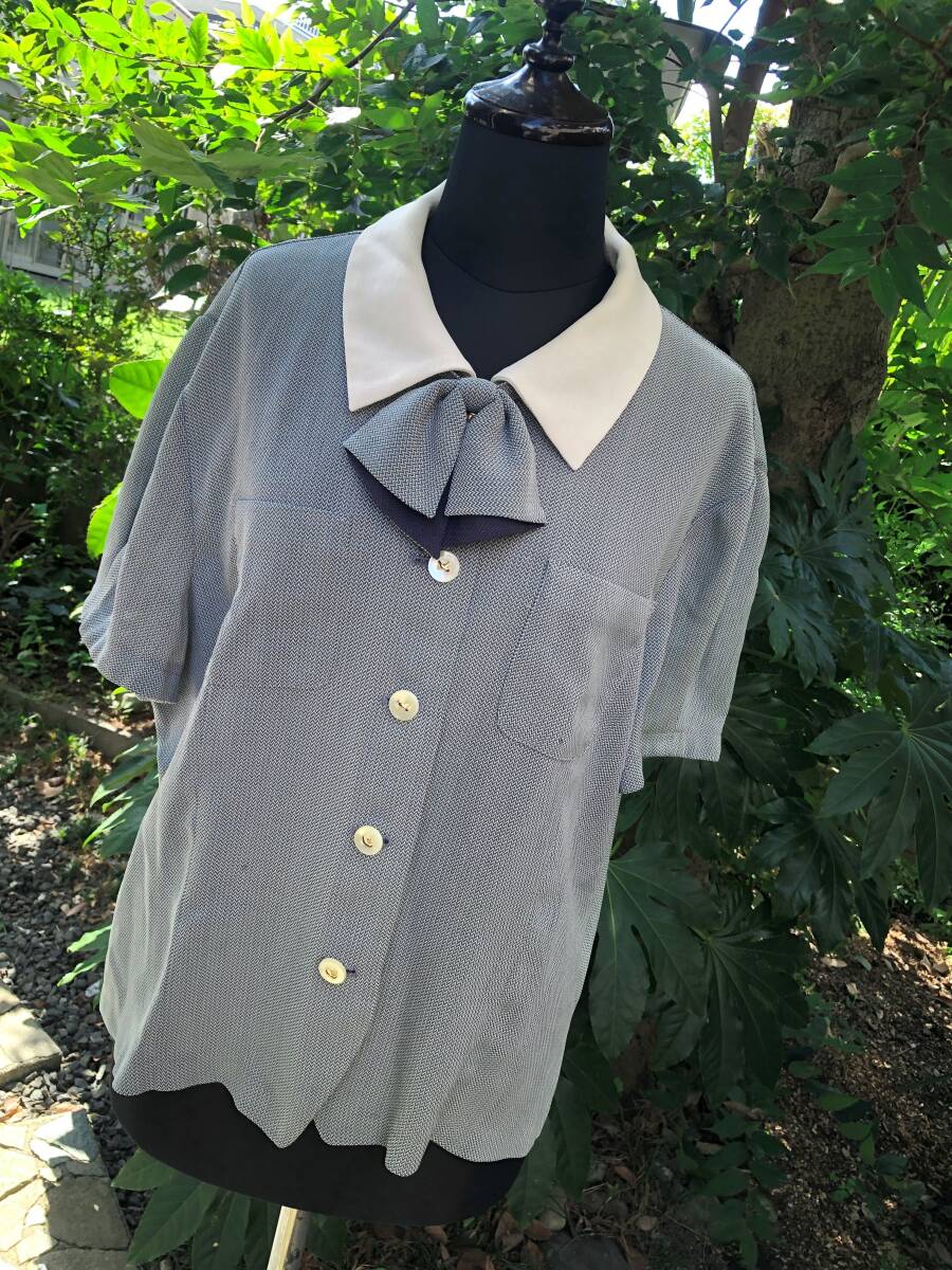 SELERY 事務服 大きいサイズ15号 受付嬢 バスガイド 半袖ブラウス 送料230円 タイ付拍卖