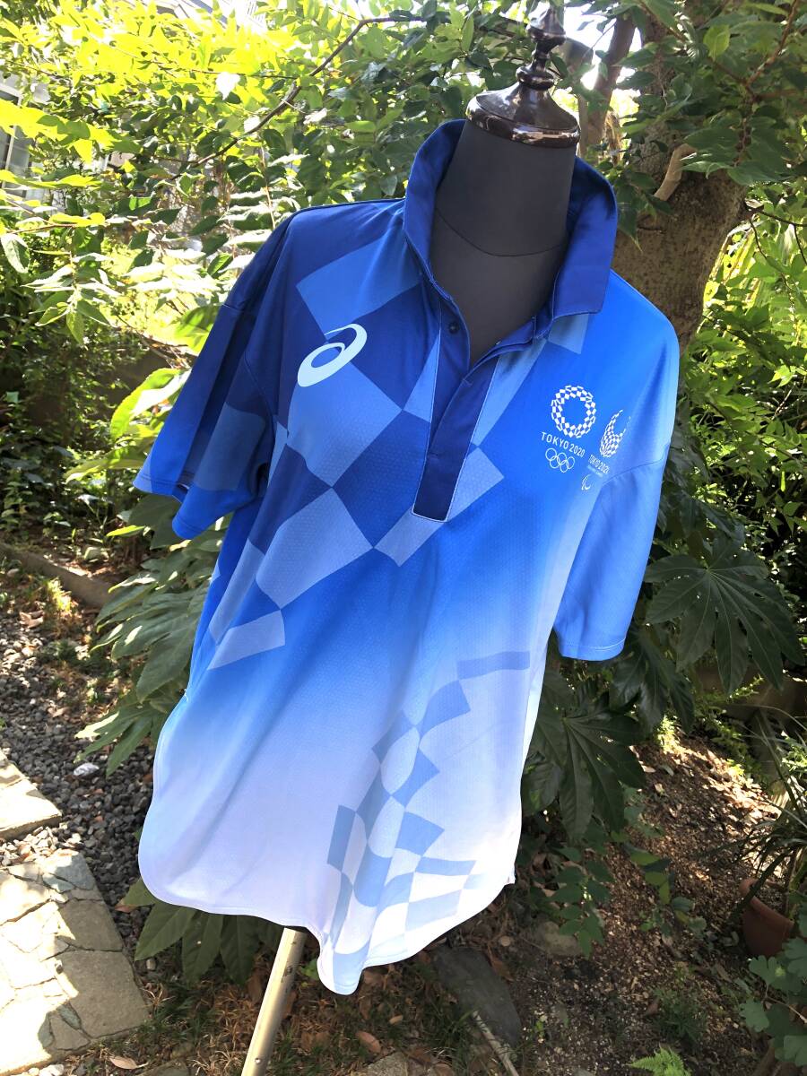 アシックス TOKYO2020 スタッフ用 ドライ 公式ポロシャツ 東京オリンピック パラリンピック ウェア トップス L 半袖 拍卖