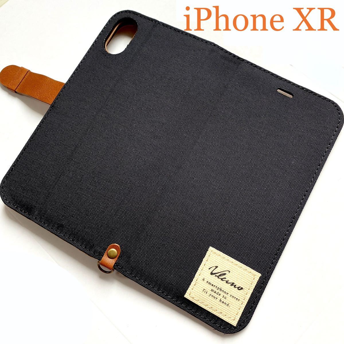iPhoneXR用ファブリックケース★四角エアクッション付★マグネットベルト付★スタンド機能付★カード入付★ELECOM★ブラック拍卖