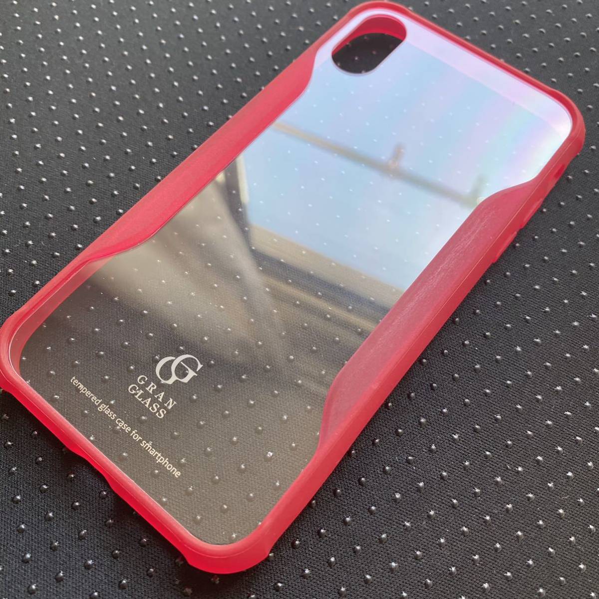 iPhone XR用ハイブリッドケース★四隅背面エアクッション付★ガラスとTPU★ELECOM★クリアレッド拍卖