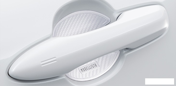 トヨタ モデリスタ ドアハンドルプロテクター 2枚入り ホワイト カーボン柄 MSA10-00006 60系 プリウス フロントドア対応 ※代引不可商品拍卖