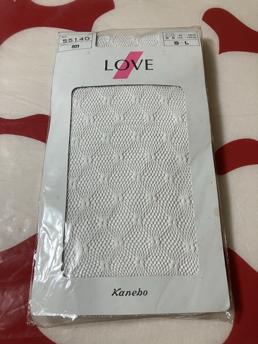 kanebo love 801 S-L fashion pantystocking 白 ホワイト 編み 網 デザイン 模様 レーシー ネット パンスト パンティストッキング ラッセル拍卖