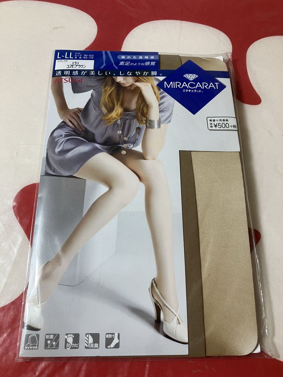 atsugi miracarat L-LL コスモブラウン パンティストッキング 透明感 アツギ パンスト ミラキャラット pantystocking ダイヤマチ 補強トウ拍卖