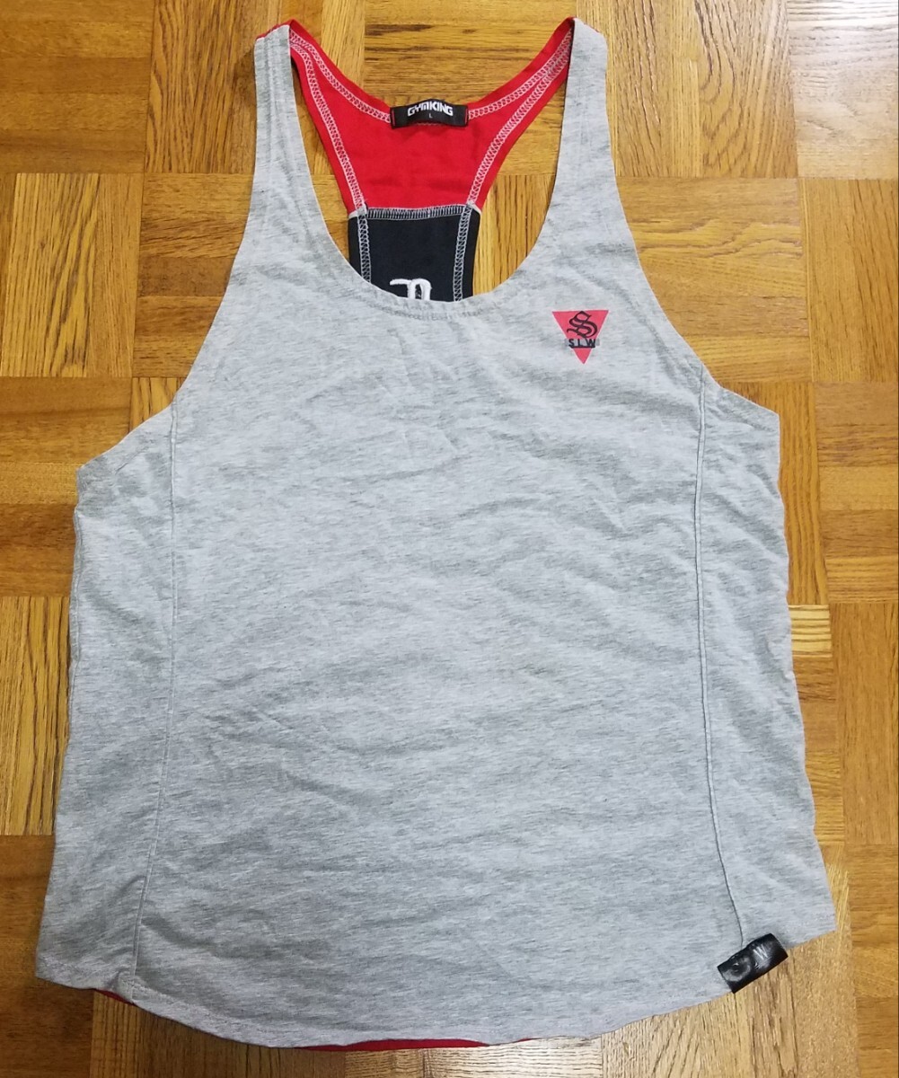 美品 GYMKING ジムキング タンクトップ ノースリーブ メンズ Lサイズ 大人気モデル Yバックタンクトップ ボディビル フィジィーク拍卖