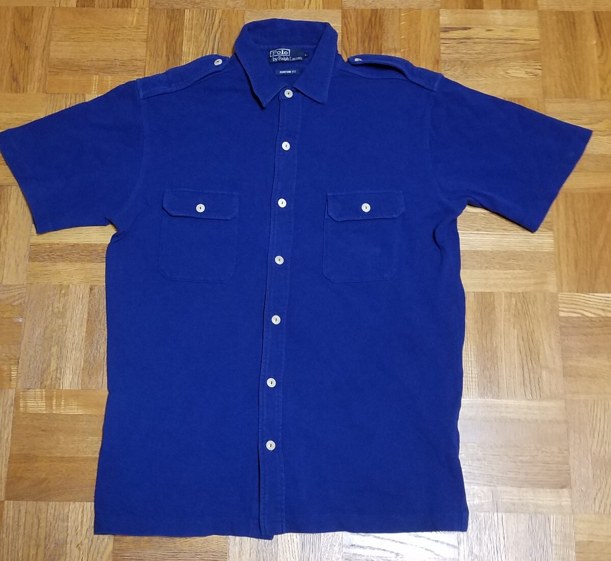 RALPH LAUREN ラルフローレン 半袖シャツ 半袖 ネイビー Lサイズ パイロットシャツ ラルフ インナー アウター 大人シャツ LEON GQ拍卖