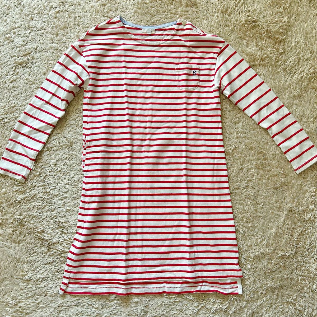 セラフ ボーダーワンピース 赤 140 難あり拍卖