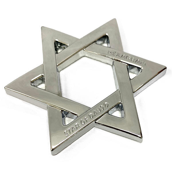 エンブレム カスタム ステッカー デカール プレート 六芒星 ダビデの星 シルバー 送料無料拍卖