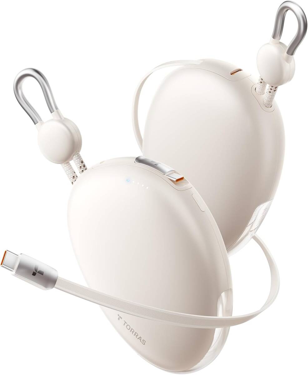 TORRAS FlexLine Pebble モバイルバッテリー 大容量10000mAh 35W急速充電 巻き取り式70cmケーブル Type-C拍卖