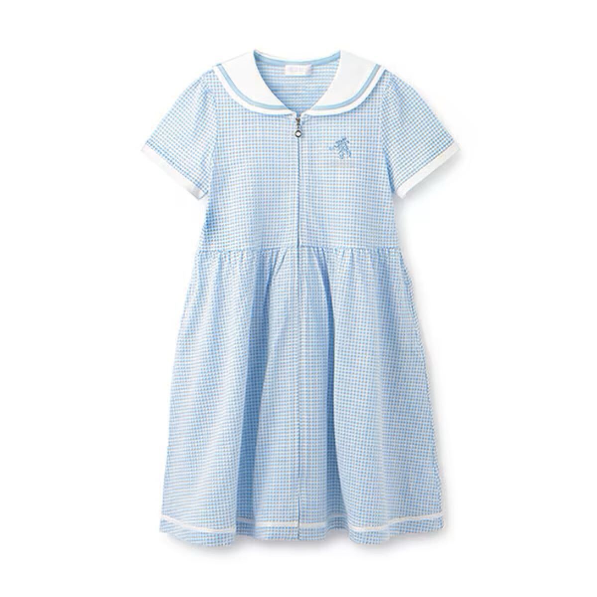 メゾピアノ新品新作タグ付きバレエセーラーカラーギンガムチェック前開きワンピース130拍卖