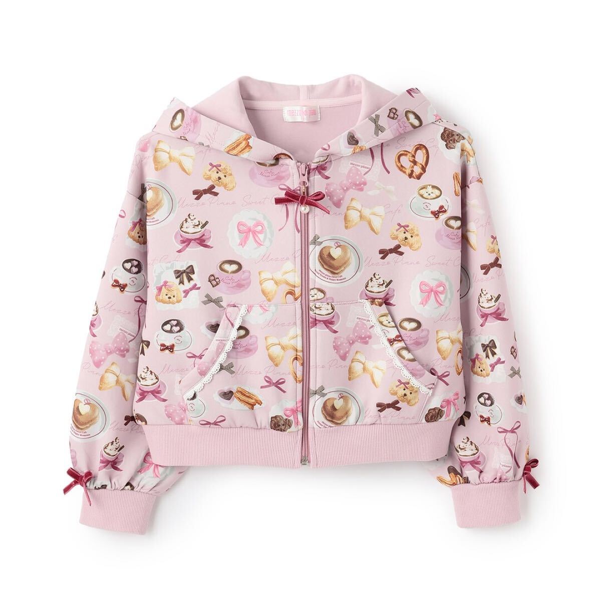 メゾピアノ新品新作タグ付きカフェ柄ZIPパーカ90or100拍卖