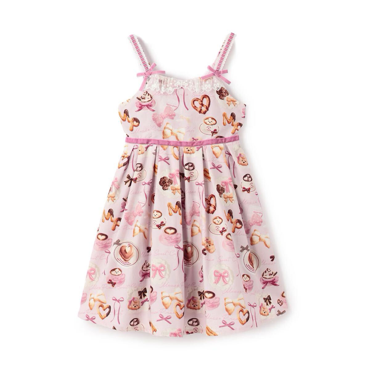 メゾピアノ新品新作タグ付きカフェ柄 キャミワンピース100拍卖