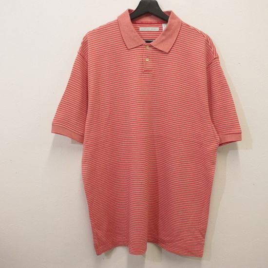 M860 90sビンテージ GEOFFREYBEENE 半袖ポロシャツ■1990年代製 表記Lサイズ 赤 レッド ボーダー アメカジ ストリート 古着 激安 希少 80s拍卖