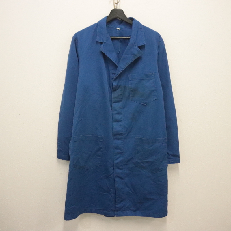 m102 80sビンテージ ショップコート■1980年代製 表記36サイズ ブルー ワーク 無地 コットンポリエステル アメカジ 古着 古着卸 激安拍卖