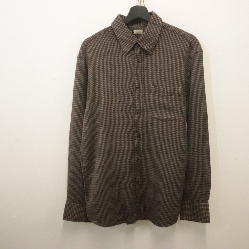 r354 90sビンテージ Olivier 長袖シャツ■1990年代製 表記Lサイズ ブラウン 総柄 チェック アメカジ ストリート 古着 古着卸 ヴィンテージ拍卖
