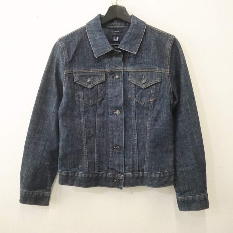 T106 2000年代製 GAP ギャップ デニムジャケット■00s 表記Mサイズ レディース ネイビー 無地 アメカジ ストリート 古着 古着卸 激安 希少拍卖