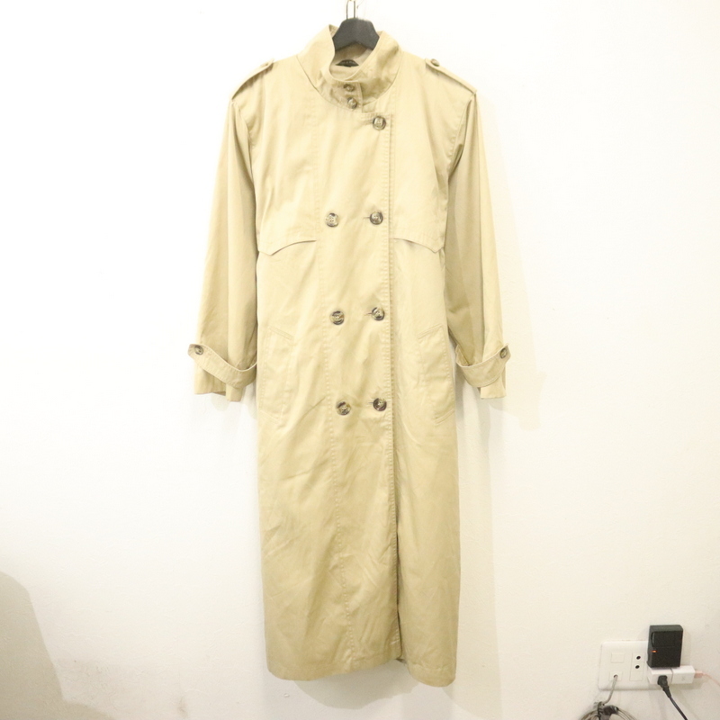 T114 80sビンテージ INNERCIRCLE トレンチコート ポーランド製■1980年代製 表記12サイズ レディース ベージュ 無地 アメカジ 古着 激安拍卖