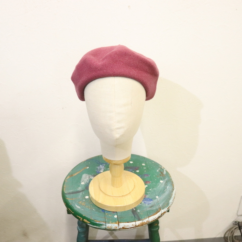 CAP688 90sビンテージ ベレー帽■1990年代製 パープル 紫 ウール 無地 hat ハット 帽子 小物 古着 アメカジ ストリート アンティーク 激安拍卖