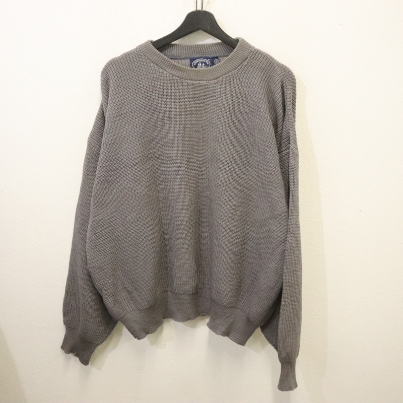 J932 80sビンテージ boothouserow ウールニットセーター■1980年代製 表記Lサイズ グレー 無地 アメカジ ストリート 古着 激安 90s 70s拍卖