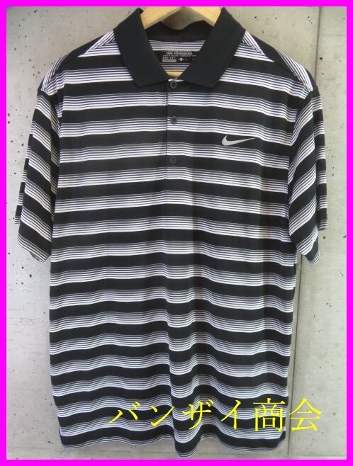 【送料300円可】1090b3◆美品です◆吸汗速乾◆NIKE GOLF ナイキゴルフ 半袖ボーダーポロシャツ XL/ジャケット/ベスト/パンツ/ニット/帽子拍卖