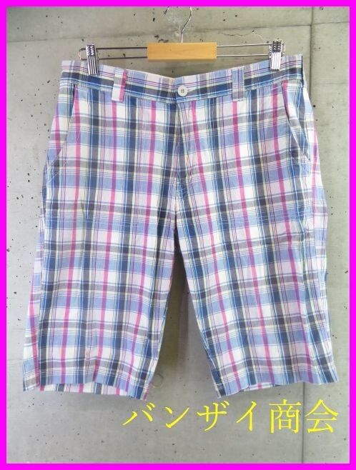 1090b24◆良品◆88cm◆Paradiso パラディーゾ チェック柄 ストレッチ ショートパンツ LL/ゴルフパンツ/ハーフパンツ/ショーツ/ジャケット拍卖