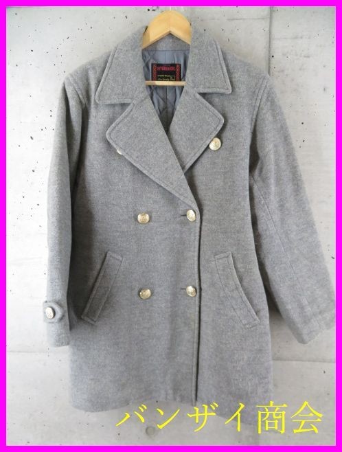 003c128◆銀シルバーボタン◆McGREGOR マクレガー メルトンウール ピーコート Pコート L/ジャケット/トラッドアイビー/レディース/女性拍卖
