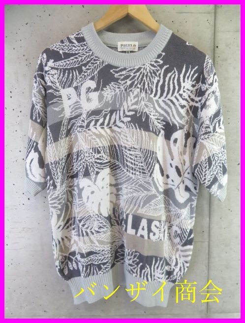 6090b23◆良品です◆日本製◆PAGELO パジェロ 半袖コットンニットセーター M/ポロシャツ/ジャケット/カーディガン/アンジェロ/ゴルフパンツ拍卖