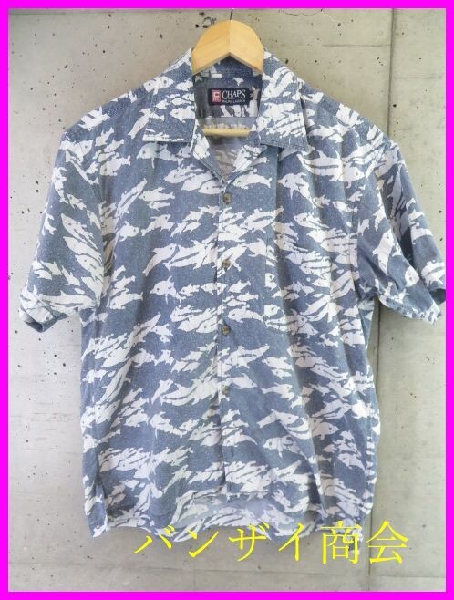 【送料300円可】6090b15◆人気です◆Ralph Lauren ラルフローレン イルカ柄 半袖アロハシャツ M/ハワイアン/かりゆし/ジャケット/古着拍卖