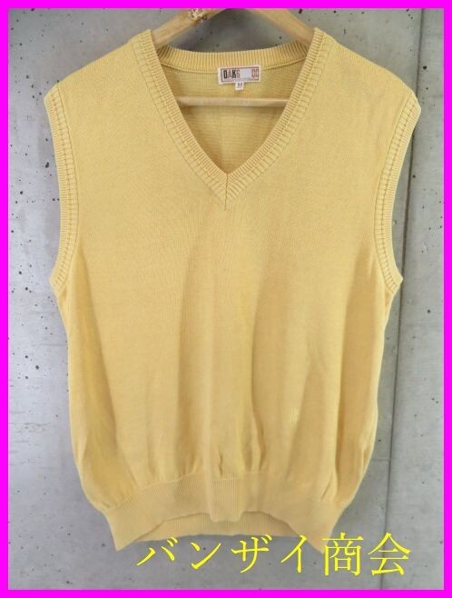 【送料300円可】6090b1◆お洒落◆麻混素材◆DAKS ダックス リネンニットベスト M/セーター/カーディガン/ジャケット/ポロシャツ/ゴルフ拍卖