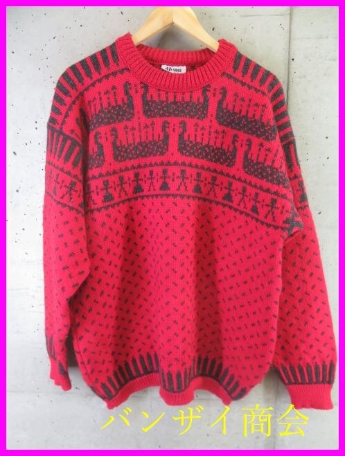 0190b17◆美品です◆ノルウェー製◆VOSS ノルディック 厚手 ウールニットセーター L/カーディガン/ジャケット/ネイティブ/カウチンニット 拍卖