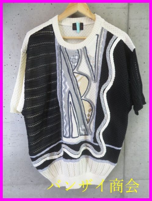 0190b16◆良品◆日本製◆Santa Fe サンタフェ 豪華刺繍 半袖ニットセーター 05/カーディガン/ジャケット/ポロシャツ/スウェットトレーナー拍卖