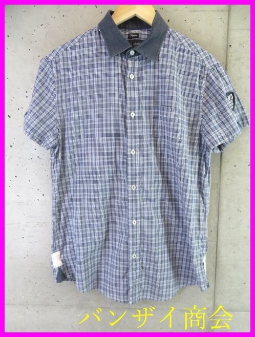 【送料300円可】2190b13◆良品です◆ARMANI JEANS アルマーニジーンズ 切替 半袖チェックシャツ S/ジョルジオ/ジャケット/コート/パンツ拍卖
