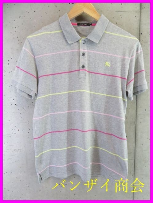 【送料300円可】5190b9◆良品◆日本製◆BURBERRY BLACK LABEL バーバリー ブラックレーベル 半袖ボーダーポロシャツ 2/ジャケットコート拍卖