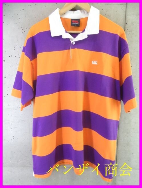 7190b8◆良品です◆3Lサイズ◆CANTERBURY カンタベリー 半袖ボーダーラガーシャツ/ラグビー/ウインドブレーカー/ジャージ/ワールドカップ拍卖