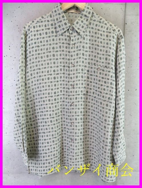 【送料300円可】0290b18◆美品です◆日本製◆RAIKA STYLE ライカスタイル 総柄シャツ 長袖キュプラシャツ 48/ジャケット/ピアスポーツ拍卖