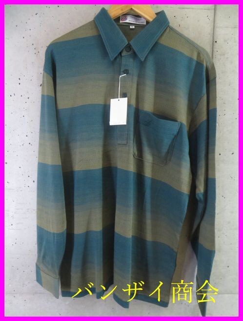 【送料300円可】0290b13◆新品です◆日本製◆MASASHI OZAKI ジャンボ尾崎将司 ウール混 長袖ボーダーポロシャツ LL/ジェイズJ's/ゴルフ拍卖