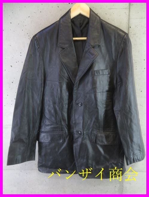 4290b19◆最高級◆Bay Leaf 羊革ラムレザー シングルジャケット M/シープスキン/ブレザー/テーラード/コート/スーツ/ブルゾン/良品です拍卖