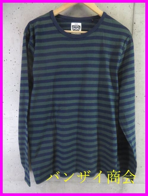 【送料300円可】9290b12◆良品です◆ビームス別注◆BORDER BUM マリンボーダー 長袖Tシャツ L/カットソー/ロンT/ジャケット/ニットセーター拍卖